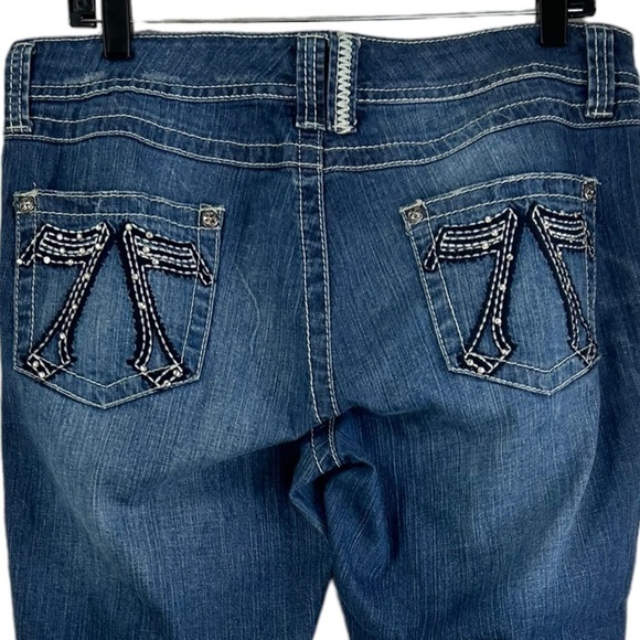 Seven Mid Rise Skinny Zip Ankle Women Denim Jeans Size 31 Contrast White Stitch - Picture 4 of 11